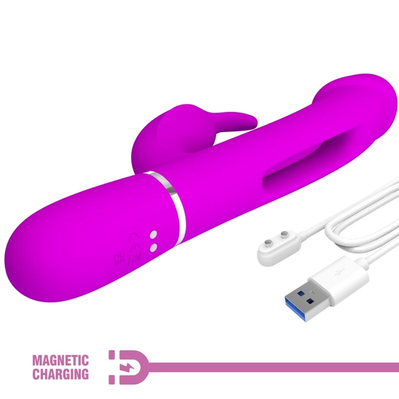 PRETTY LOVE - KAMPAS RABBIT 3 IN 1 MULTIFUNCTION VIBRATOR WITH TONGUE FUCHSIA PRETTY LOVE FLIRTATION