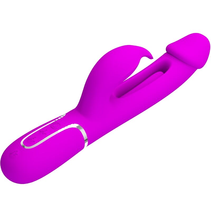 PRETTY LOVE - KAMPAS RABBIT 3 IN 1 MULTIFUNCTION VIBRATOR WITH TONGUE FUCHSIA PRETTY LOVE FLIRTATION