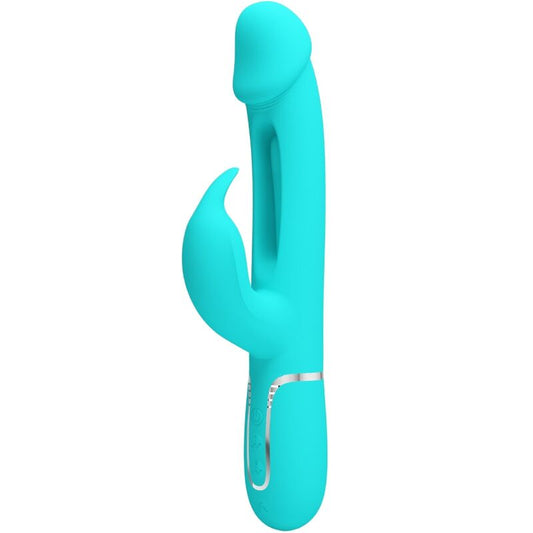 PRETTY LOVE - KAMPAS VIBRADOR MULTIFUNCIONAL 3 EN 1 CON LENGUA COLOR VERDE AGUA