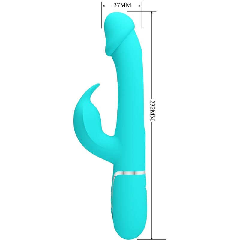 PRETTY LOVE - KAMPAS RABBIT 3 IN 1 MULTIFUNCTION VIBRATOR WITH TONGUE AQUA GREEN PRETTY LOVE FLIRTATION