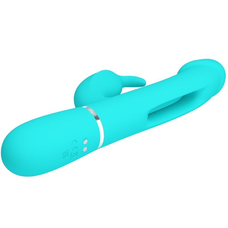 PRETTY LOVE - KAMPAS RABBIT 3 IN 1 MULTIFUNCTION VIBRATOR WITH TONGUE AQUA GREEN PRETTY LOVE FLIRTATION