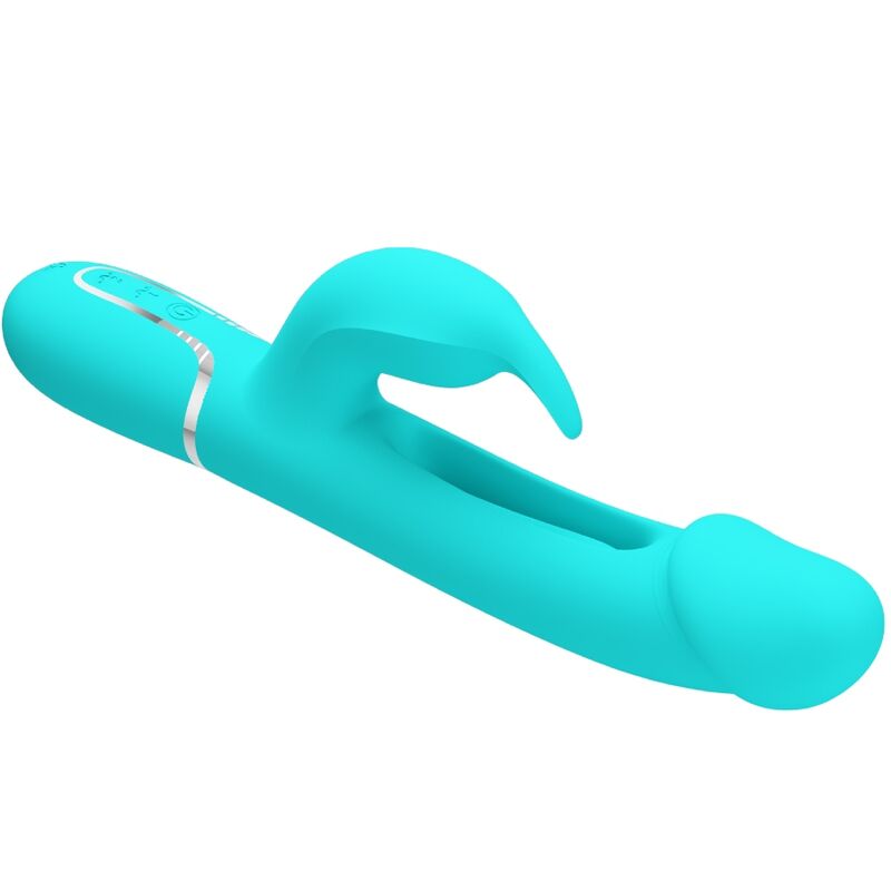 PRETTY LOVE - KAMPAS RABBIT 3 IN 1 MULTIFUNCTION VIBRATOR WITH TONGUE AQUA GREEN PRETTY LOVE FLIRTATION
