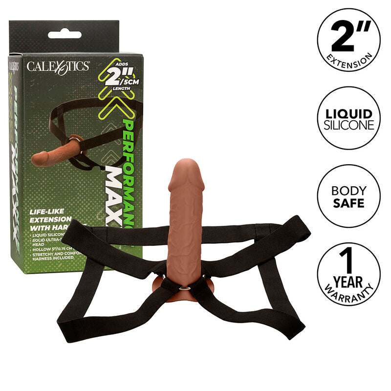 CALEXOTICS - PERFORMANCE MAXX LIFE-LIKE EXTENSION WITH HARNESS BROWN SKIN CALEXOTICS
