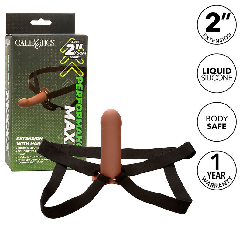 CALEXOTICS - PERFORMANCE MAXX EXTENSION WITH HARNESS BROWN SKIN CALEXOTICS