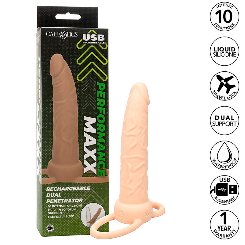 CALEXOTICS - PERFORMANCE MAXX RECHARGABLE DUAL PENETRATOR LIGHT SKIN CALEXOTICS