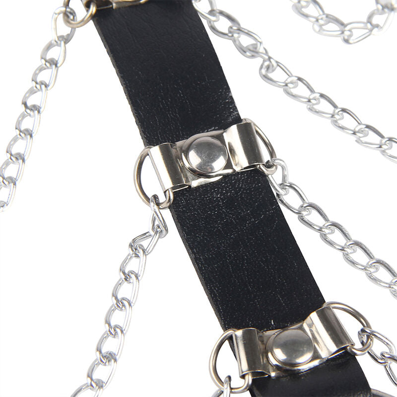 SUBBLIME - CHEST HARNESS LEATHER CHAINS BLACK ONE SIZE SUBBLIME FETISH
