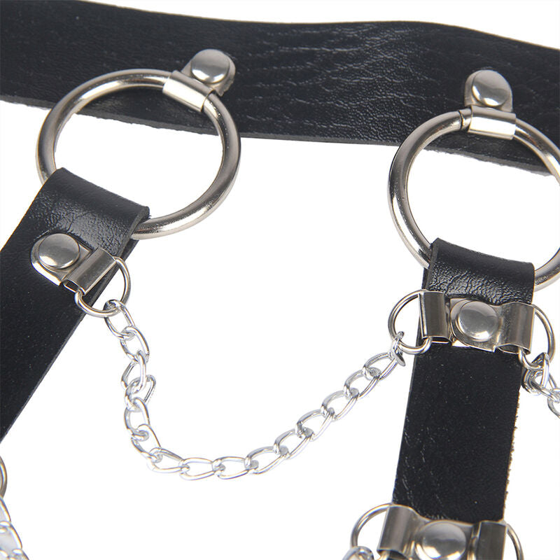 SUBBLIME - CHEST HARNESS LEATHER CHAINS BLACK ONE SIZE SUBBLIME FETISH