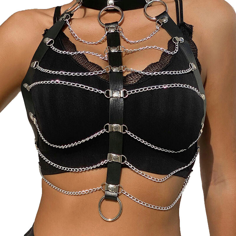 SUBBLIME - CHEST HARNESS LEATHER CHAINS BLACK ONE SIZE SUBBLIME FETISH