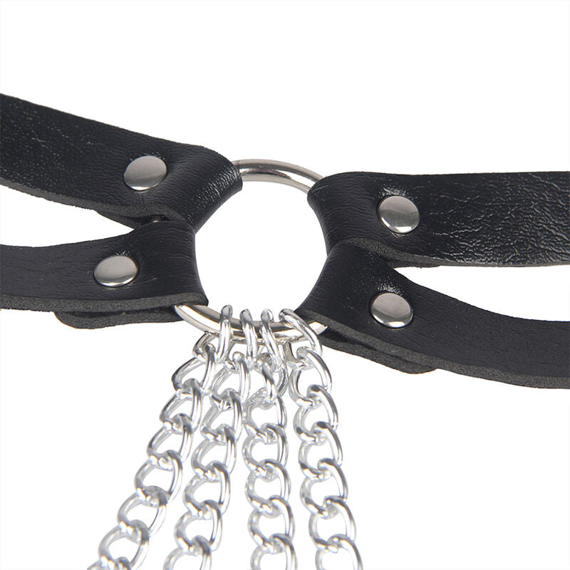 SUBBLIME - LEATHER RING CHAINBELT BLACK ONE SIZE SUBBLIME FETISH