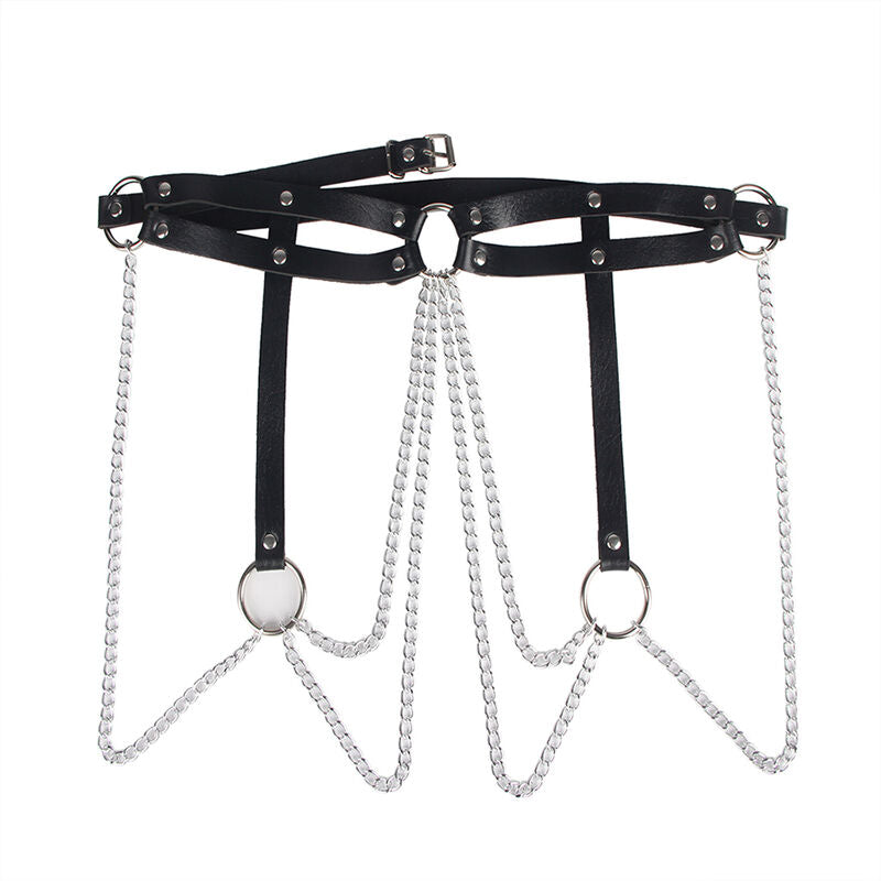 SUBBLIME - LEATHER RING CHAINBELT BLACK ONE SIZE SUBBLIME FETISH