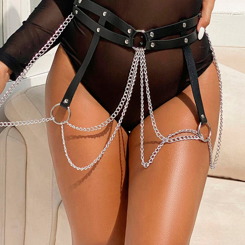SUBBLIME - LEATHER RING CHAINBELT BLACK ONE SIZE SUBBLIME FETISH