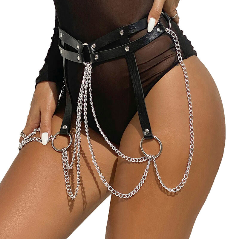 SUBBLIME - LEATHER RING CHAINBELT BLACK ONE SIZE SUBBLIME FETISH