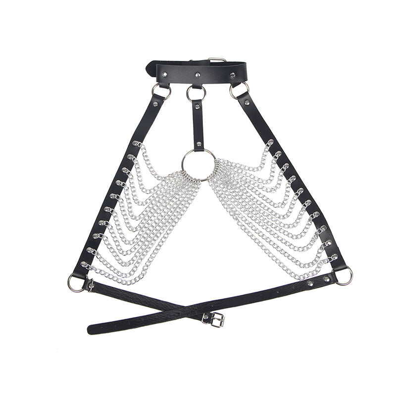 SUBBLIME - CHEST HARNESS WITH BIG RING CHAINS ONE SIZE SUBBLIME FETISH