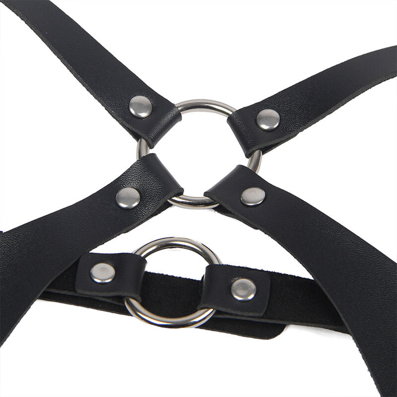 SUBBLIME - FULL BODY HARNESS WITH LEATHER BUCKLES BLACK ONE SIZE SUBBLIME FETISH