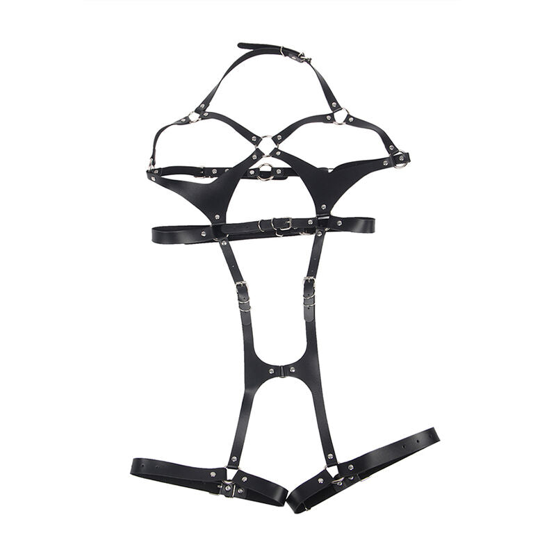 SUBBLIME - FULL BODY HARNESS WITH LEATHER BUCKLES BLACK ONE SIZE SUBBLIME FETISH