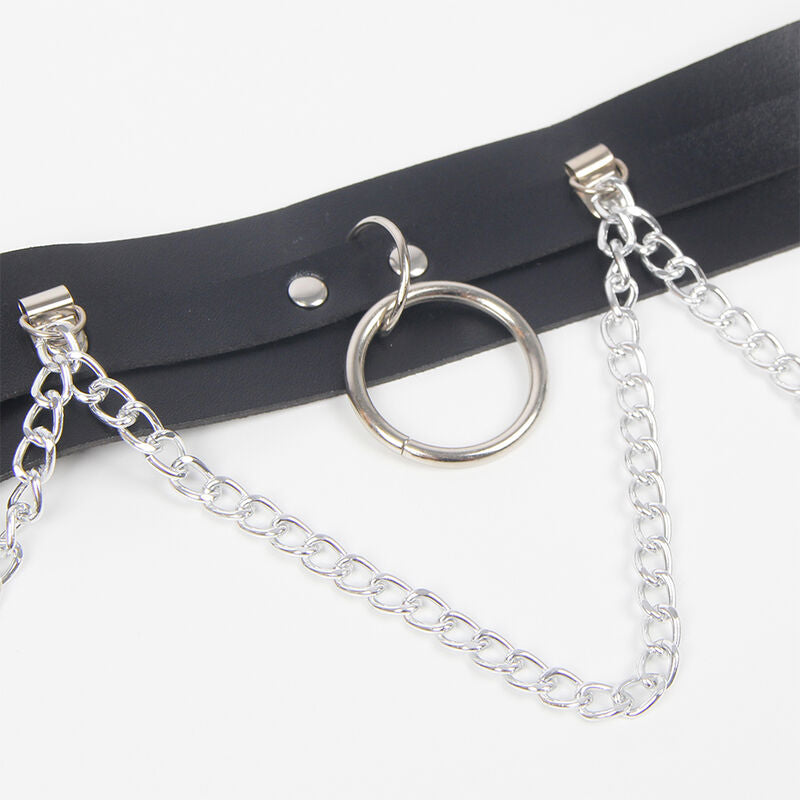 SUBBLIME - BELT AND GARTER HARNESS WITH RINGS AND CHAINDETAIL ONE SIZE SUBBLIME FETISH