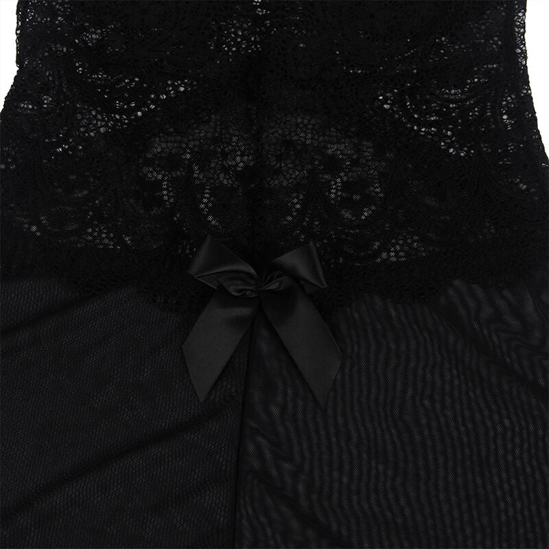 SUBBLIME - BABYDOLL TULLE FABRIC WITH LACE AND FLOWER DETAIL BLACK S/M SUBBLIME BABYDOLLS