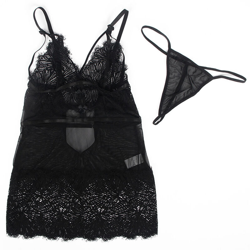 SUBBLIME - BABYDOLL WITH ADJUSTABLE LACE STRAPS BLACK L/XL SUBBLIME BABYDOLLS