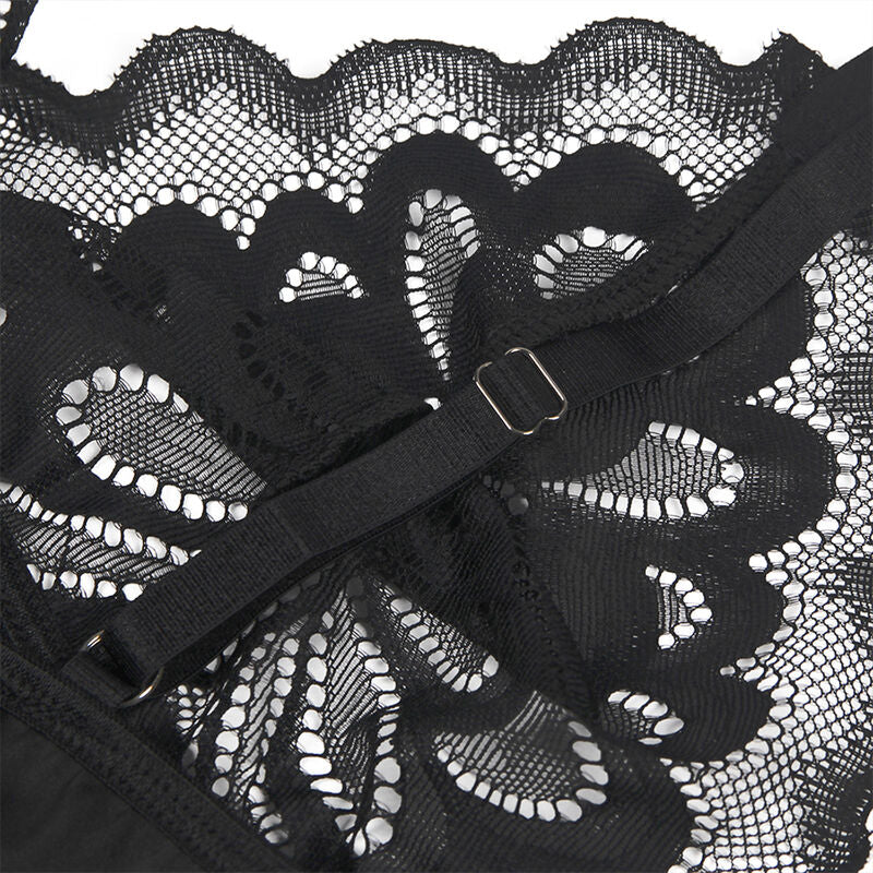 SUBBLIME - BABYDOLL WITH FLORAL PRINT CHEST BLACK S/M SUBBLIME BABYDOLLS