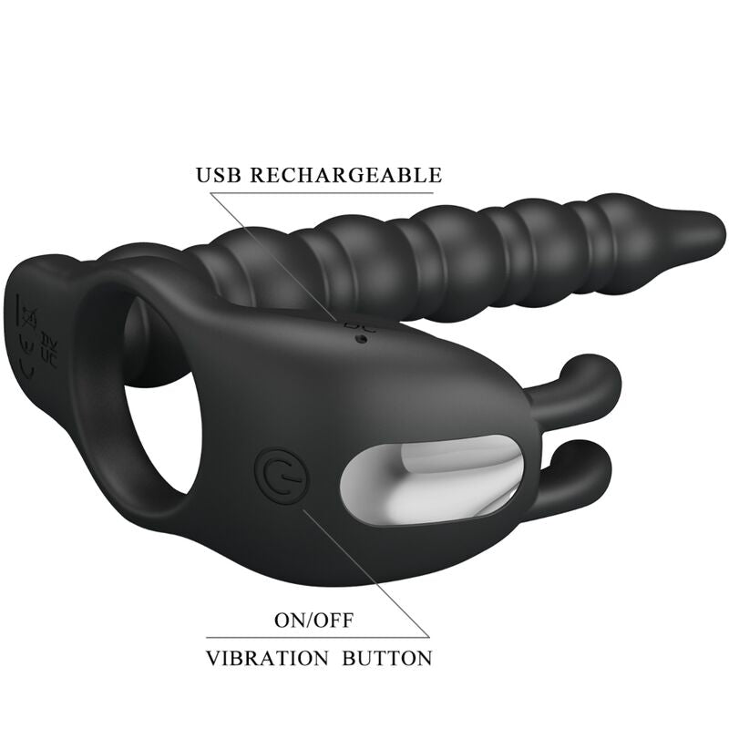 PRETTY LOVE - BLACKNEY PENIS RING WITH BLACK VIBRATOR PLUG PRETTY LOVE PARTY UP