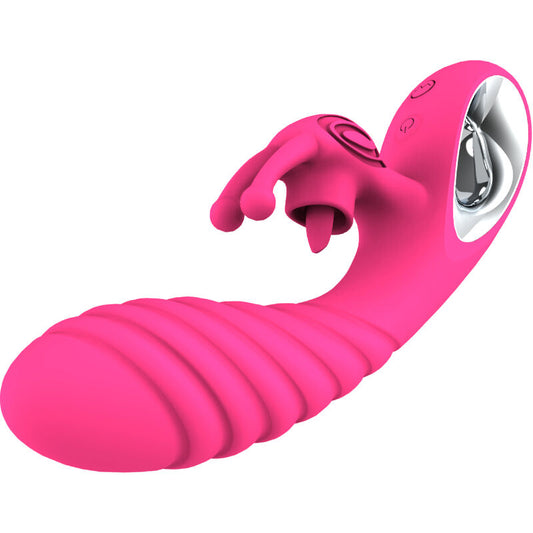 ARMONY - VIBRADOR VICKY RABBIT CON LENGÜETA FUCSIA DE ANILLA