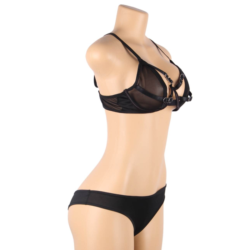 SUBBLIME - TWO PIECE SET OF TRANSPARENCY BRA AND S/M STRIPS SUBBLIME SETS