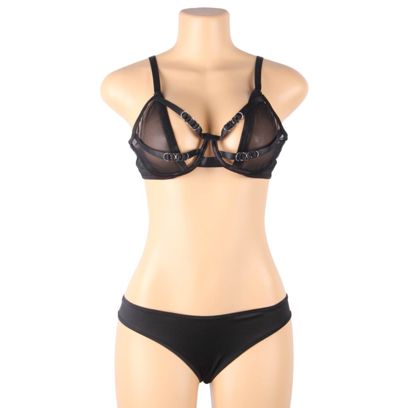 SUBBLIME - TWO PIECE SET OF TRANSPARENCY BRA AND S/M STRIPS SUBBLIME SETS