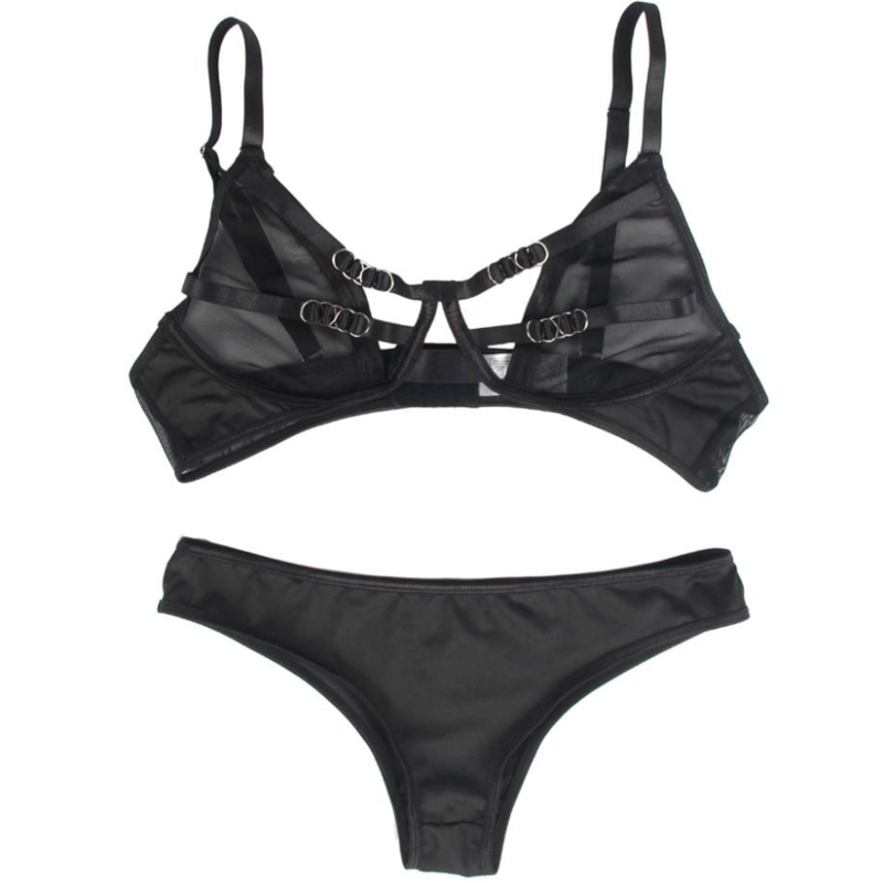 SUBBLIME - TWO PIECE SET OF TRANSPARENCY BRA AND S/M STRIPS SUBBLIME SETS