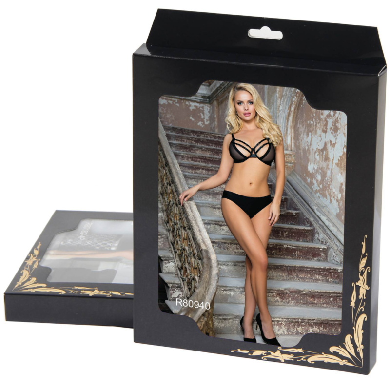SUBBLIME - TWO PIECE SET OF TRANSPARENCY BRA AND S/M STRIPS SUBBLIME SETS
