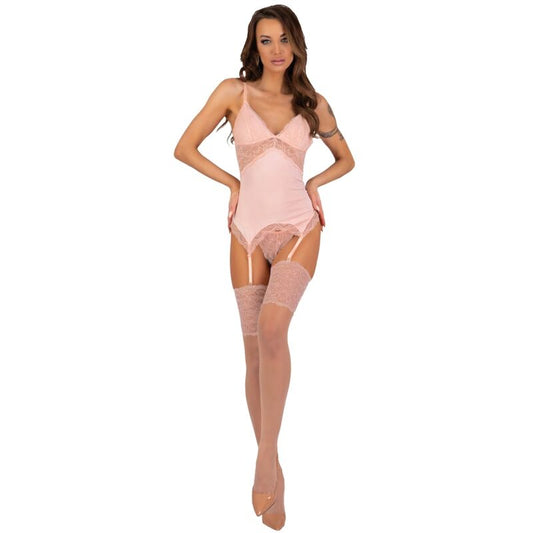 LIVCO CORSETTI FASHION - COMPLETO PERSINNE PEACH CORSETTO + SLIP + CALZE