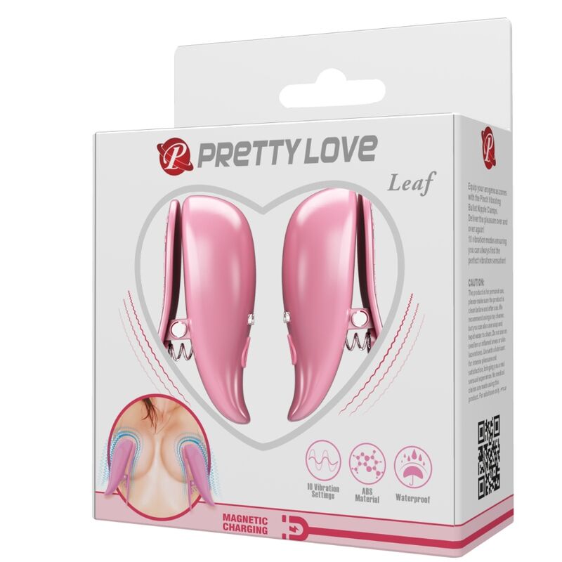 PRETTY LOVE - LEAF VIBRATING NIPPLE CLAMPS PINK PRETTY LOVE FLIRTATION