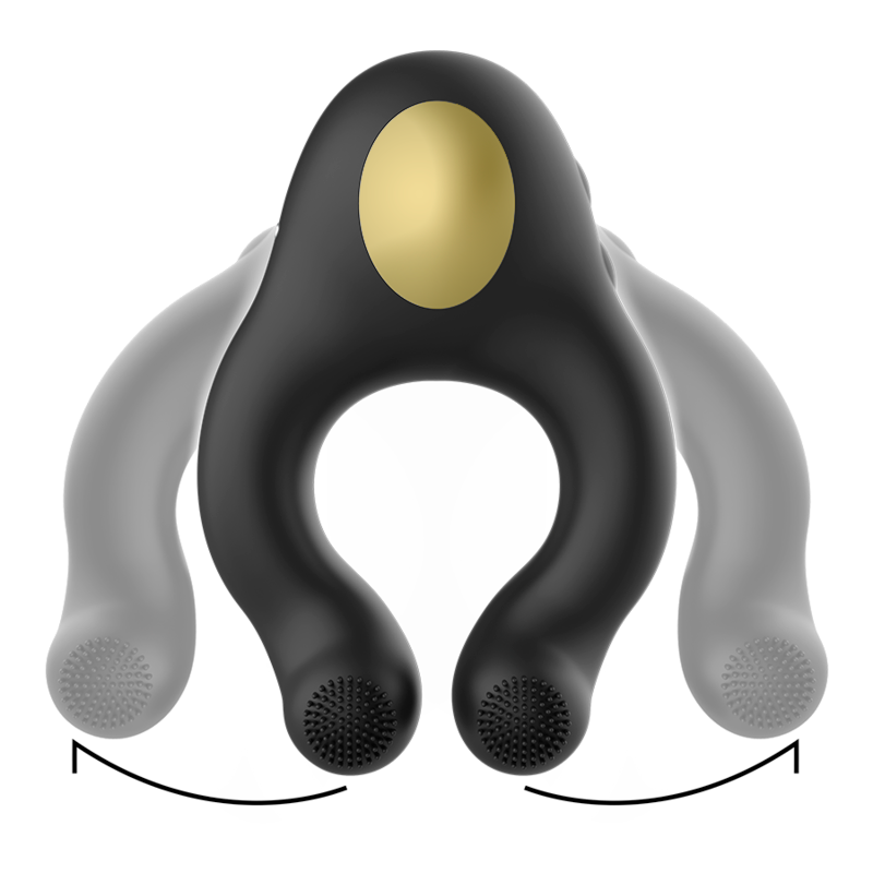 ARMONY - SILICONE VIBRATOR RING 3 MOTORS RECHARGEABLE BLACK - GOLD ARMONY FOR HIM