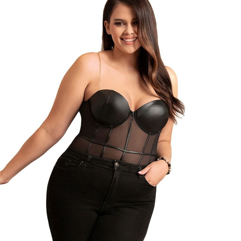 SUBBLIME - BLACK CHAIN SUSPENDERS BODYSUIT L/XL SUBBLIME BODIES