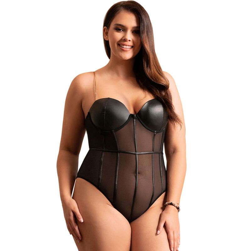 SUBBLIME - BLACK CHAIN SUSPENDERS BODYSUIT L/XL SUBBLIME BODIES