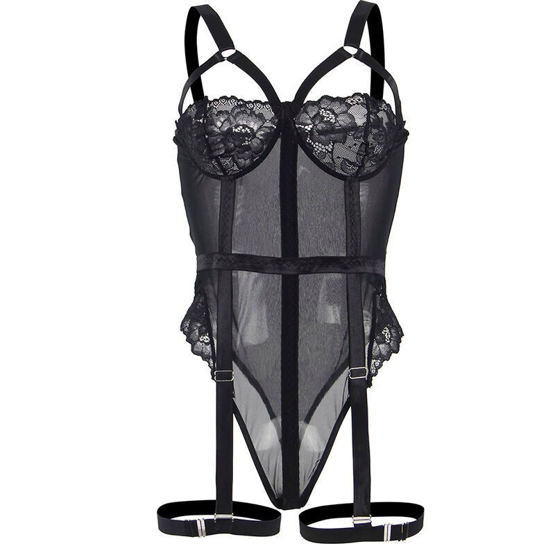 SUBBLIME - TEDDY WITH GARTER STRAP DETAIL CHEST BLACK S/M SUBBLIME BODIES