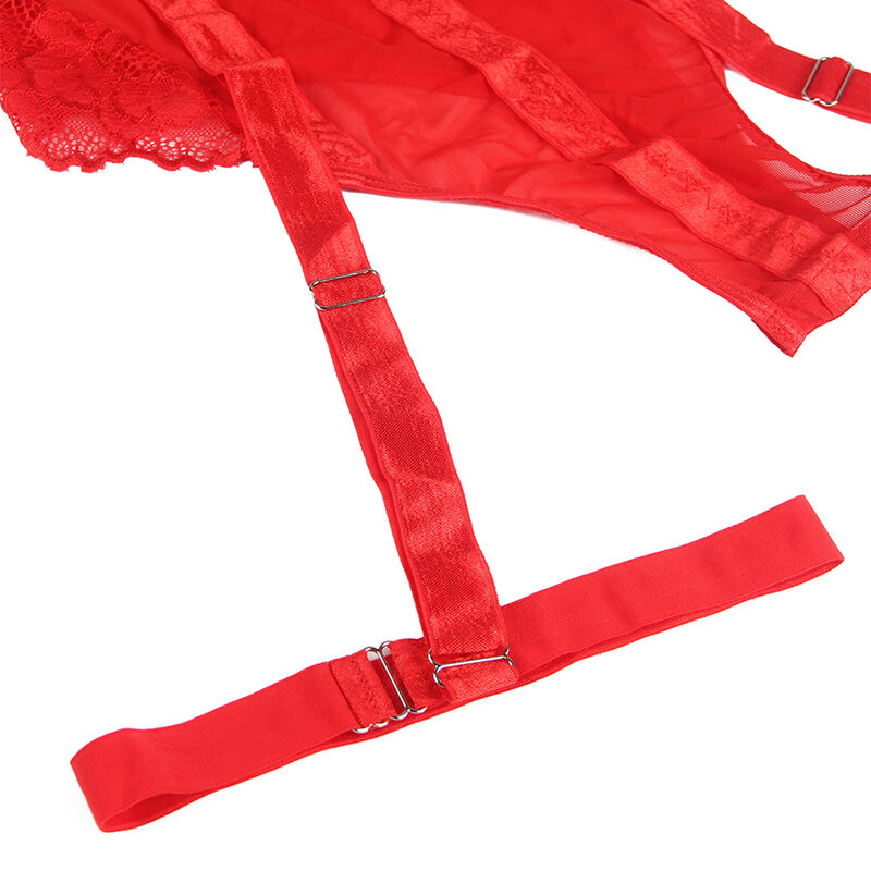 SUBBLIME - TEDDY WITH GARTER STRAP DETAIL CHEST RED S/M SUBBLIME BODIES