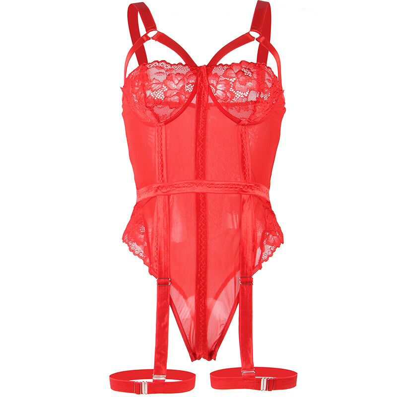 SUBBLIME - TEDDY WITH GARTER STRAP DETAIL CHEST RED L/XL SUBBLIME BODIES