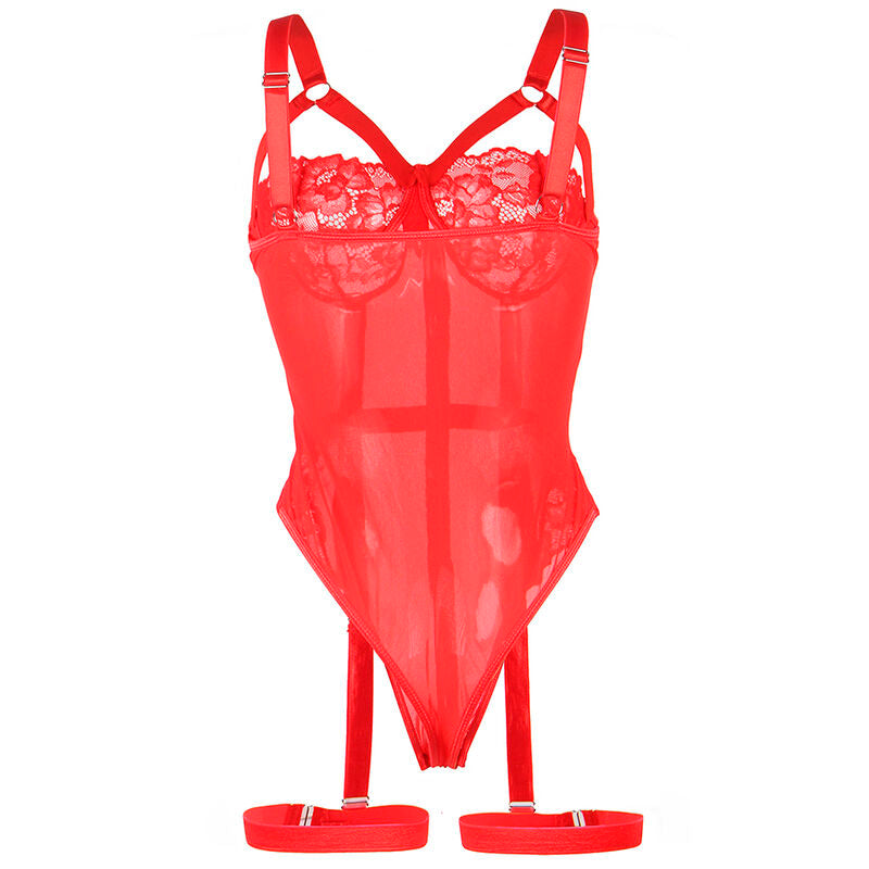 SUBBLIME - TEDDY WITH GARTER STRAP DETAIL CHEST RED L/XL SUBBLIME BODIES