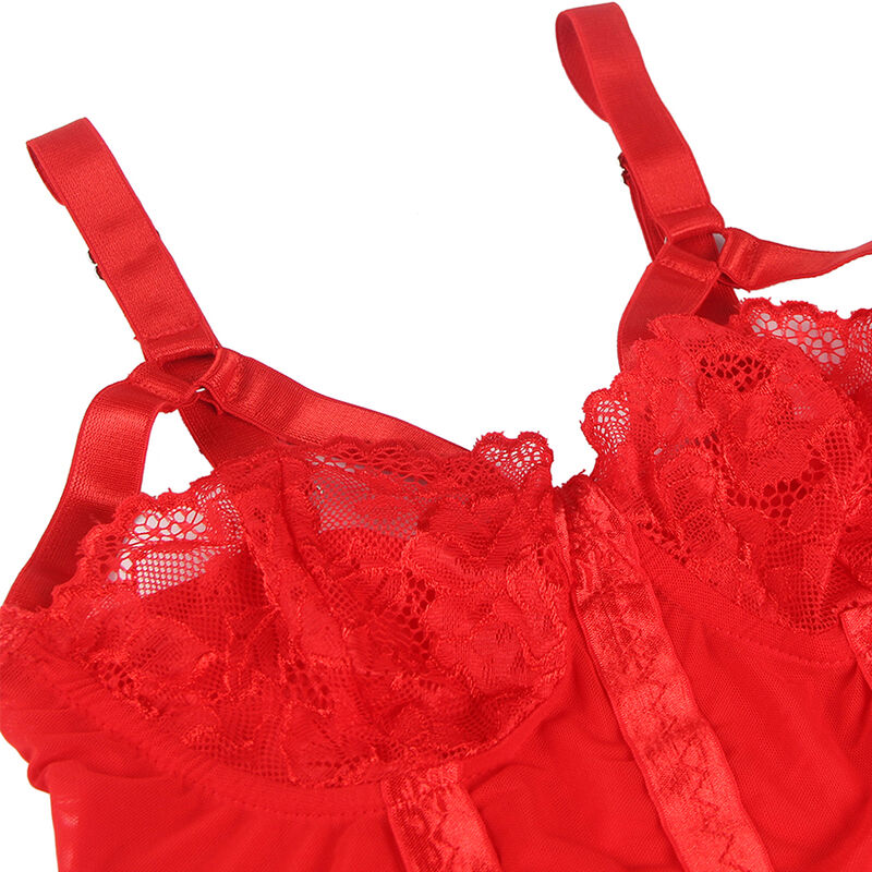 SUBBLIME - TEDDY WITH GARTER STRAP DETAIL CHEST RED L/XL SUBBLIME BODIES