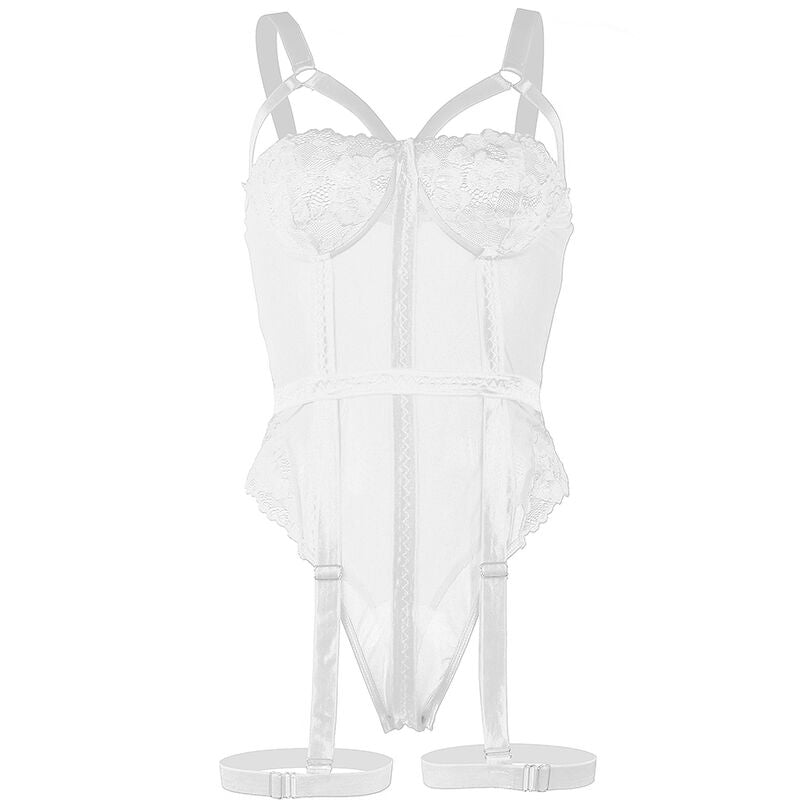 SUBBLIME - TEDDY WITH GARTER STRAP DETAIL CHEST WHITE S/M SUBBLIME BODIES