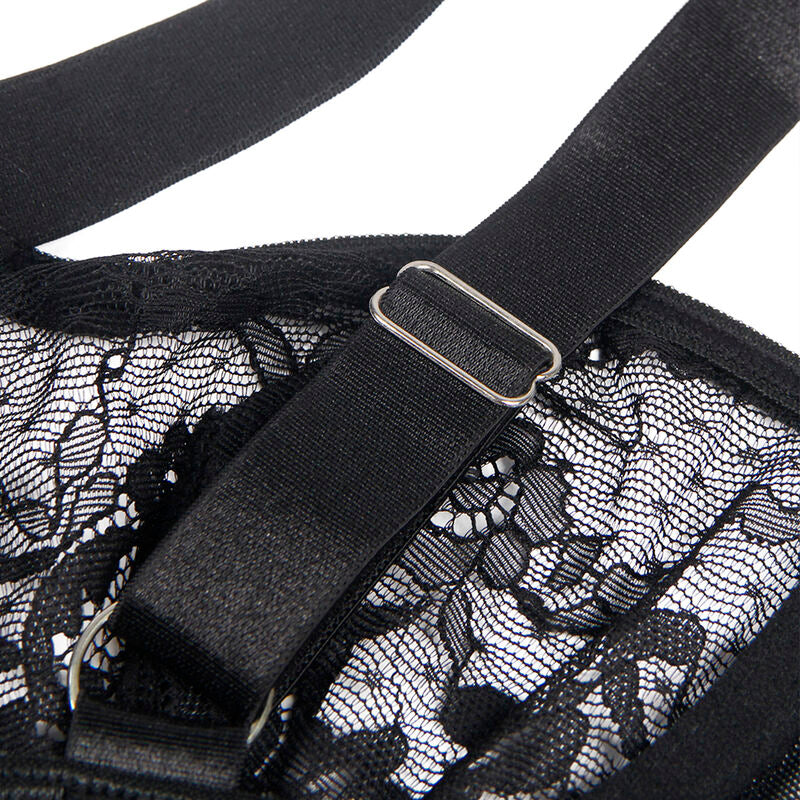 SUBBLIME - TEDDY WITH GARTER WITH LACE DETAIL AND STRIPS BLACK L/XL SUBBLIME BODIES