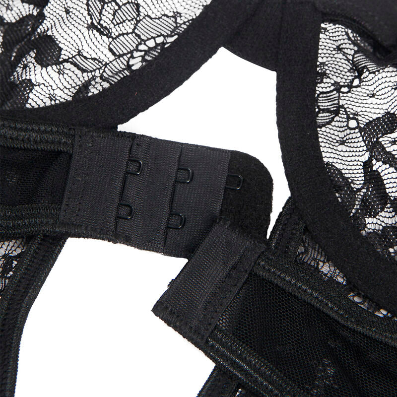 SUBBLIME - TEDDY WITH GARTER WITH LACE DETAIL AND STRIPS BLACK L/XL SUBBLIME BODIES