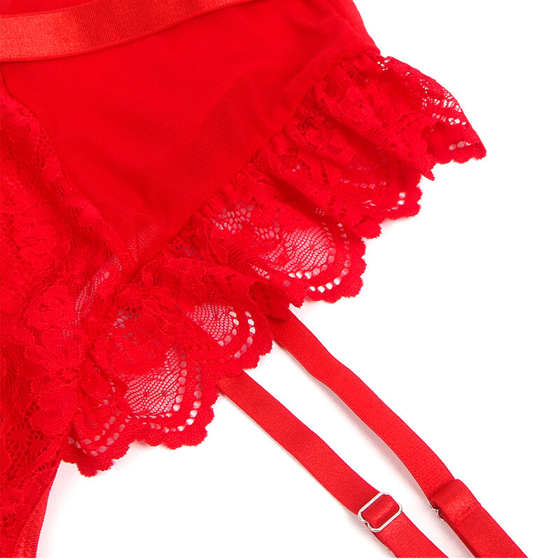 SUBBLIME - TEDDY WITH GARTER WITH LACE DETAIL AND STRIPS RED L/XL SUBBLIME BODIES