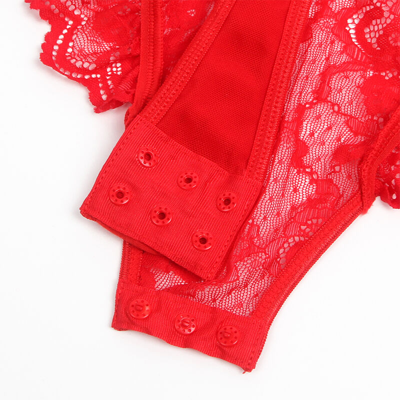 SUBBLIME - TEDDY WITH GARTER WITH LACE DETAIL AND STRIPS RED L/XL SUBBLIME BODIES