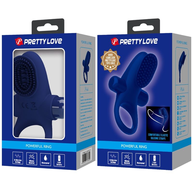 PRETTY LOVE - PALLE RING WITH VIBRATION BLUE PRETTY LOVE MALE