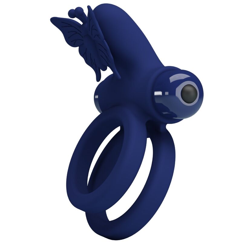 PRETTY LOVE - JAMELE DOUBLE RING WITH VIBRATION & BUTTERFLY STIMULATOR BLUE PRETTY LOVE MALE