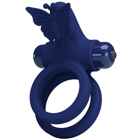 PRETTY LOVE - ANELLO DOPPIO JAMELE CON VIBRAZIONE E STIMOLATORE A FARFALLA BLU