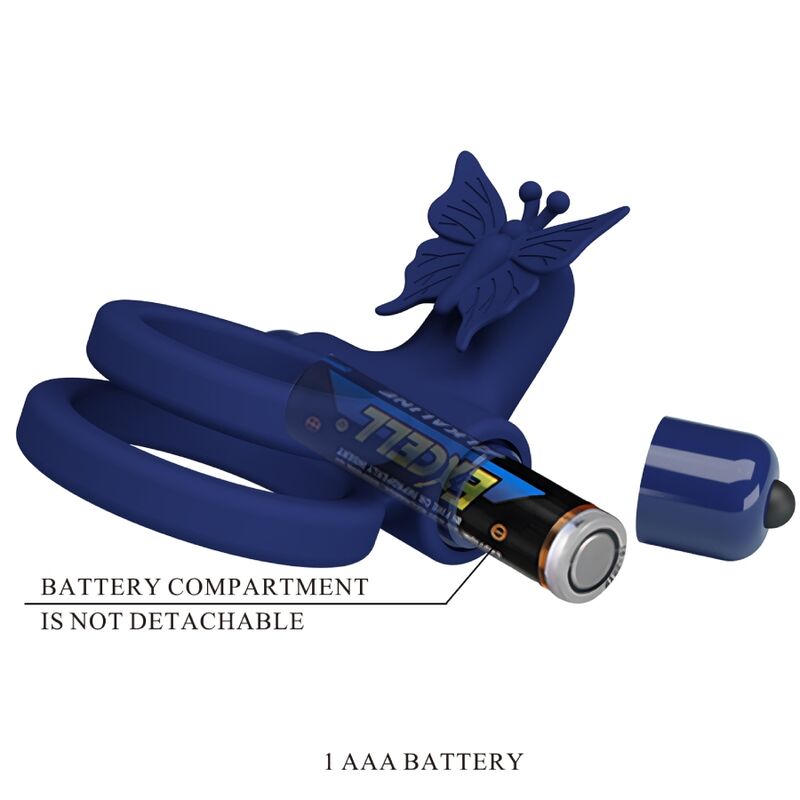 PRETTY LOVE - JAMELE DOUBLE RING WITH VIBRATION & BUTTERFLY STIMULATOR BLUE PRETTY LOVE MALE