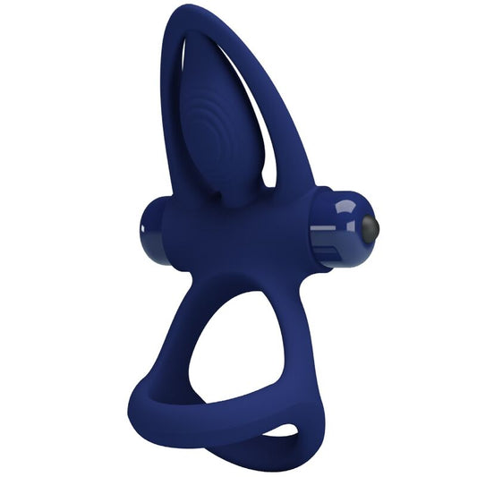 PRETTY LOVE - ANELLO DOPPIO MATT CON VIBRAZIONE E STIMOLATORE BLU