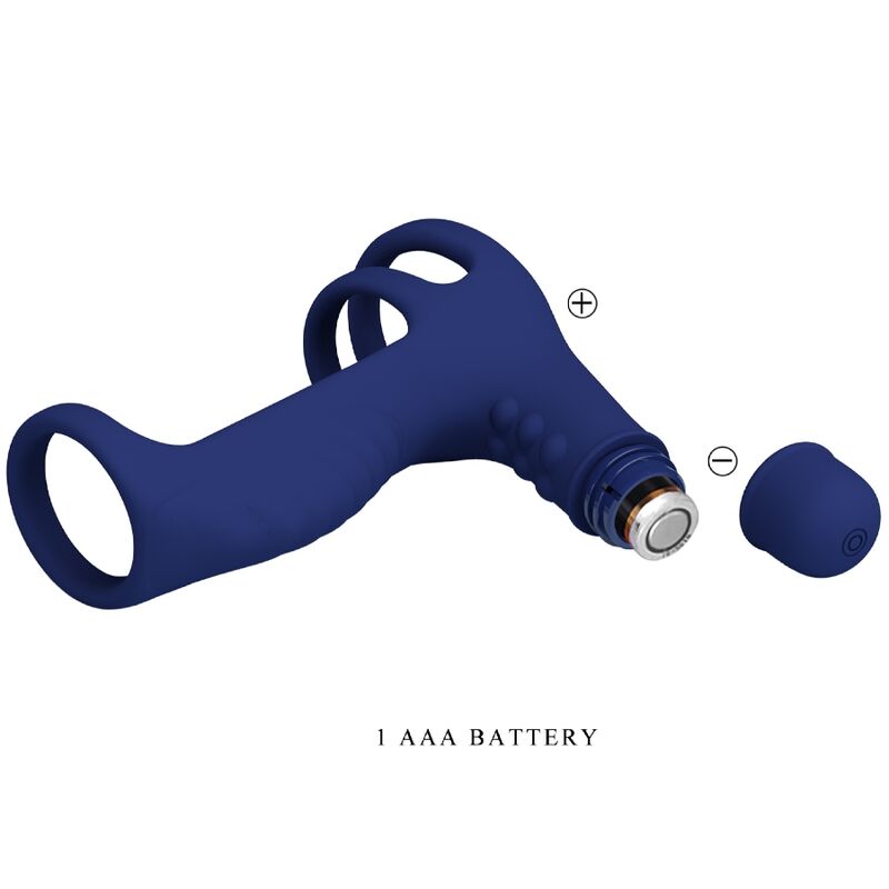 PRETTY LOVE - ELISH VIBRATING RING WITH EXTENSION BLUE PRETTY LOVE MALE